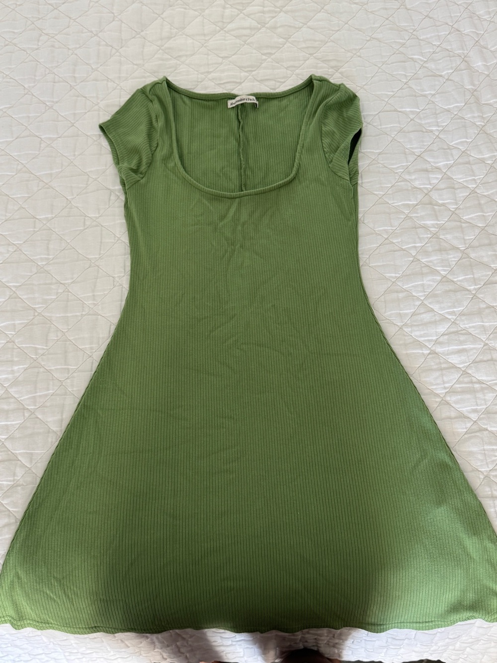 Abercrombie & Fitch Olive Green Ribbed Scoop Mini Dress